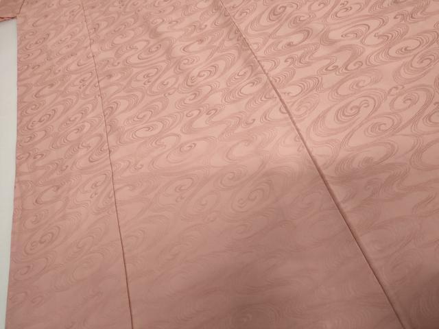 平和屋着物●上質な色無地 流水地紋 紅梅色 正絹 逸品 AABI6132cs