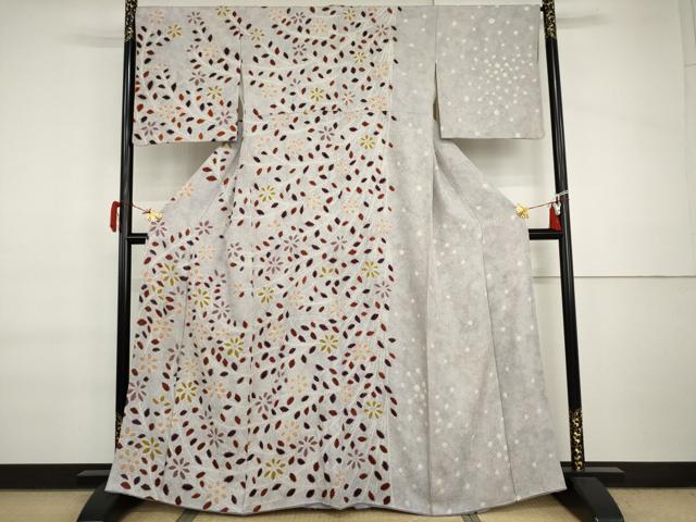平和屋着物●訪問着 作家物 満夫 枝花文 三越扱い 正絹 逸品 AABI6133cs
