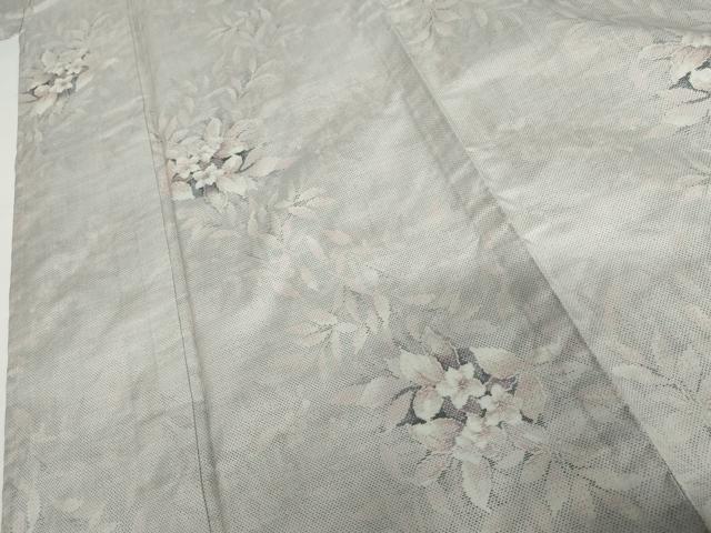 平和屋着物▽本場大島紬 単衣 白大島 9マルキ 草花文 正絹 逸品 AABI6135cs