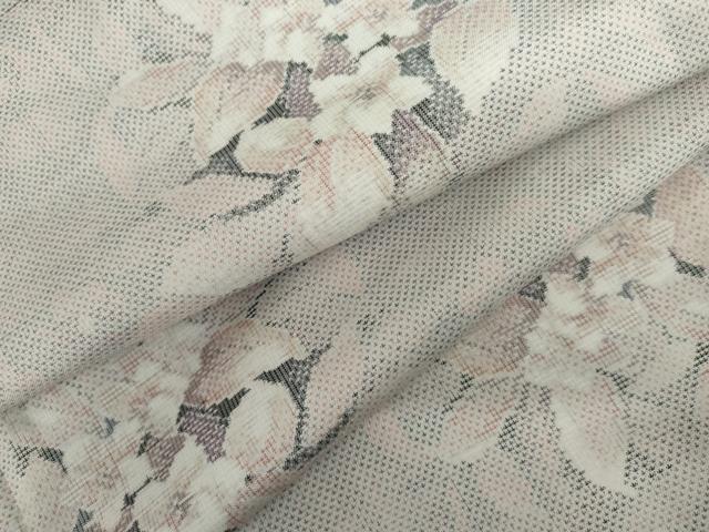 平和屋着物▽本場大島紬 単衣 白大島 9マルキ 草花文 正絹 逸品 AABI6135cs