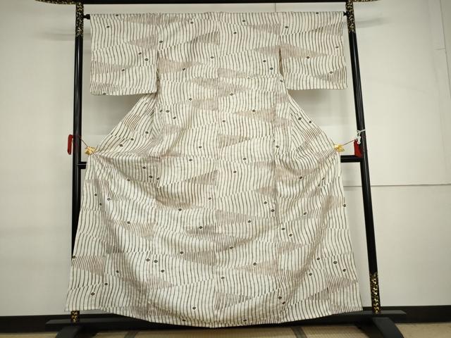 平和屋着物▽小紋 単衣 舞菱文 洗える着物 AABI6140cs