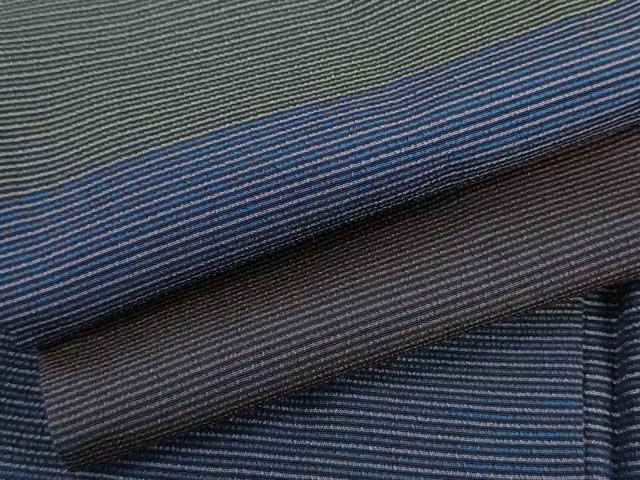 平和屋着物▽上質な小紋 単衣 横段文 正絹 逸品 AABI6142cs