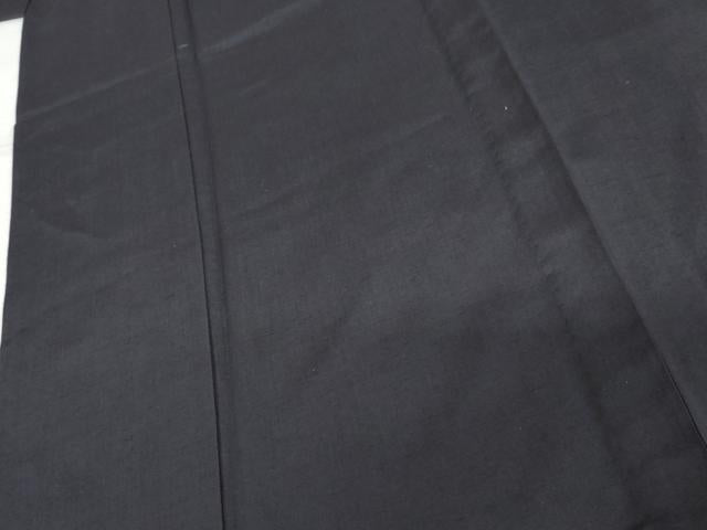 平和屋着物▽男性 十代目染匠 近江屋藤兵衛 結城紬 単衣 紅花染 色無地 鉄紺色 証紙付き 正絹 逸品 未使用 AABI6148cs