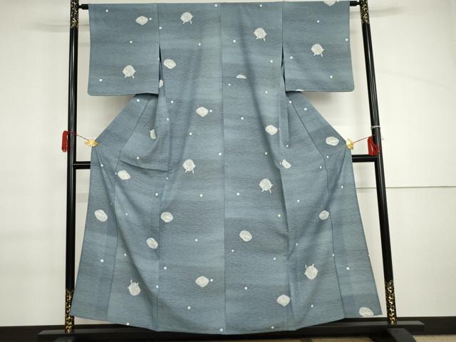 平和屋着物▽小紋 単衣 草花文 暈し染め さんび謹製 洗える着物 AABI6150cs