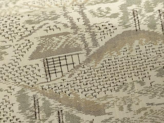 平和屋着物▽上質な紬 単衣 樹林風景文 正絹 逸品 AABI6151cs