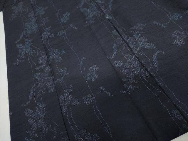 平和屋着物▽上質な紬 単衣 枝花文 正絹 逸品 AABI6154cs