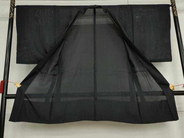 平和屋着物▽男性 長羽織 スリーシーズン 春夏秋 塵除け 黒地 正絹 逸品 AABI6162cs