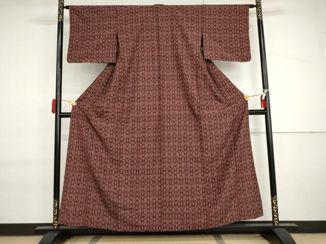 平和屋着物▽小紋 単衣 矢羽根間道 洗える着物 AABI6163cs