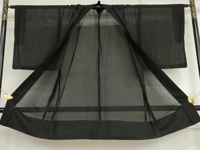 平和屋着物▽男性 長羽織 スリーシーズン 春夏秋 塵除け 黒地 正絹 逸品 AABI6164cs