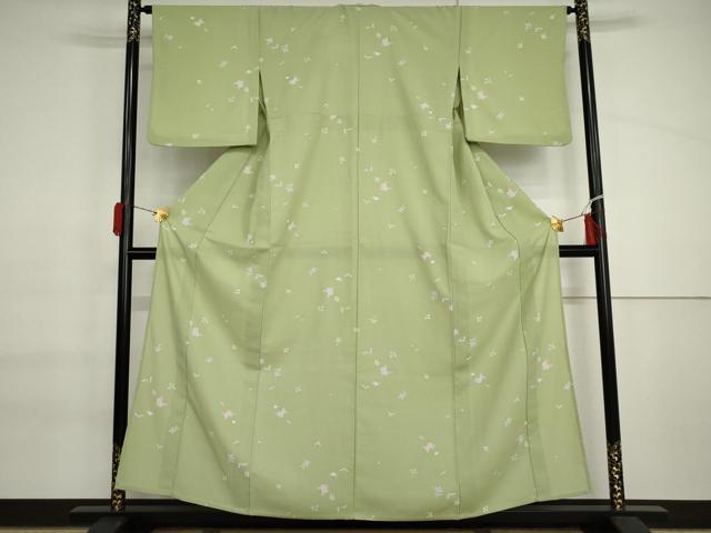 平和屋着物▽小紋 単衣 草花文 洗える着物 AABI6165cs