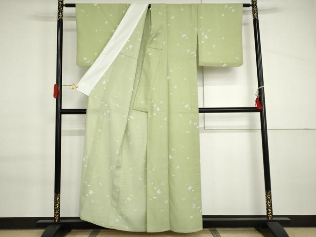 平和屋着物▽小紋 単衣 草花文 洗える着物 AABI6165cs