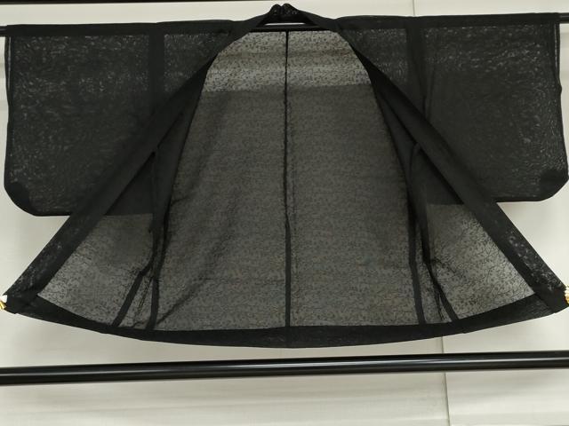 平和屋着物▽羽織 スリーシーズン 春夏秋 塵除け 枝葉紋紗 黒地 正絹 逸品 AABI6167cs