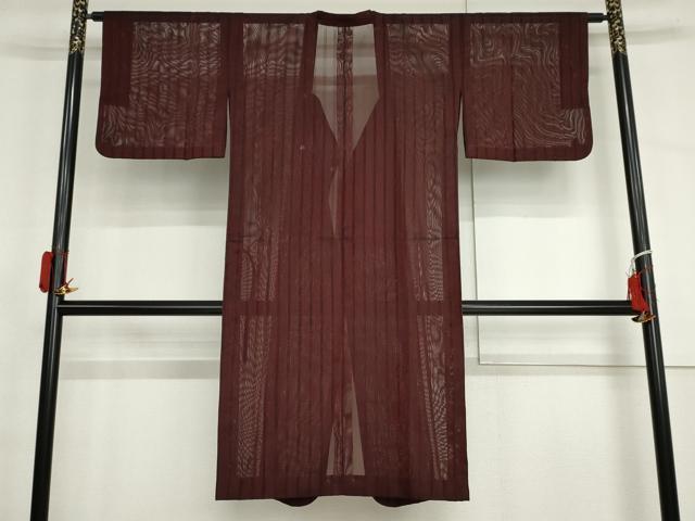 平和屋着物▽道行コート スリーシーズン 春夏秋 塵除け 縞 正絹 逸品 AABI6168cs