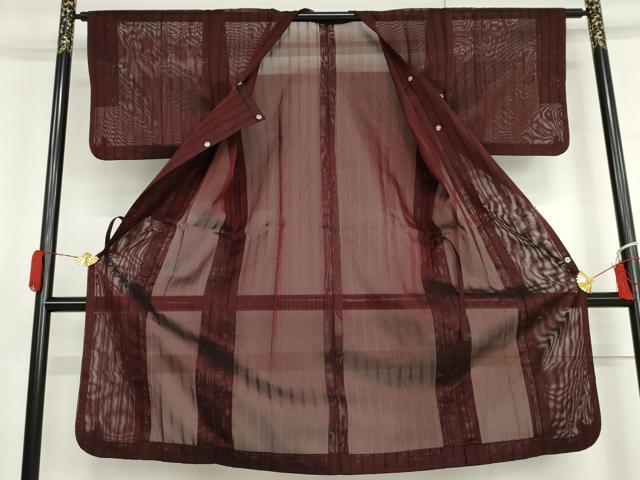 平和屋着物▽道行コート スリーシーズン 春夏秋 塵除け 縞 正絹 逸品 AABI6168cs