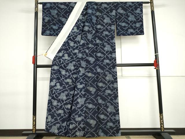 平和屋着物▽上質な小紋 単衣 草花文 菊 AABI6169cs