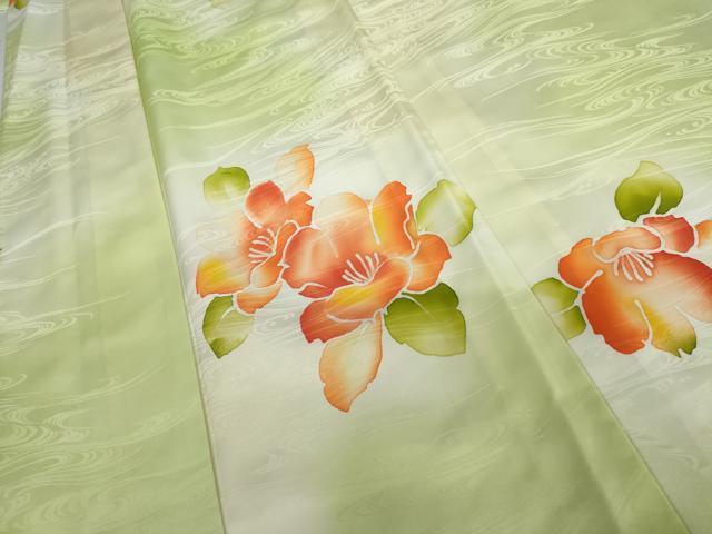 平和屋着物▽小紋 単衣 草花文 暈し染め 洗える着物 AABI6170cs