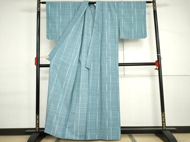 平和屋着物▽小紋 単衣 よろけ縞 洗える着物 AABI6171cs