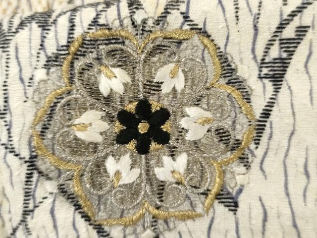平和屋着物▽訪問着 単衣 刺繍 杢目絞り 草花文 金銀糸 正絹 逸品 AABI6173cs