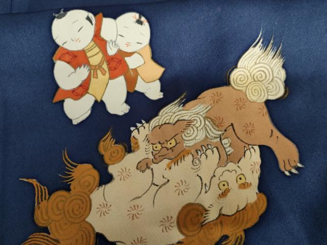平和屋着物▽訪問着 単衣 狛犬 唐子 金彩 正絹 逸品 AABI6176cs