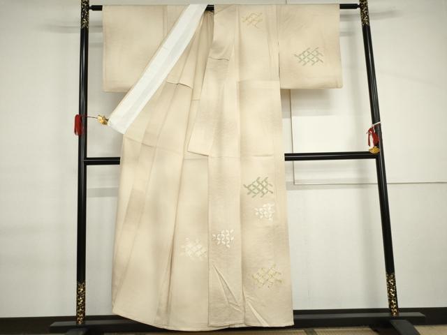 平和屋着物▽訪問着 単衣 駒刺繍 芝に七宝 暈し染め 正絹 逸品 AABI6180cs