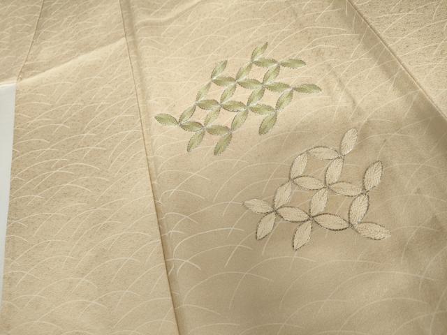 平和屋着物▽訪問着 単衣 駒刺繍 芝に七宝 暈し染め 正絹 逸品 AABI6180cs