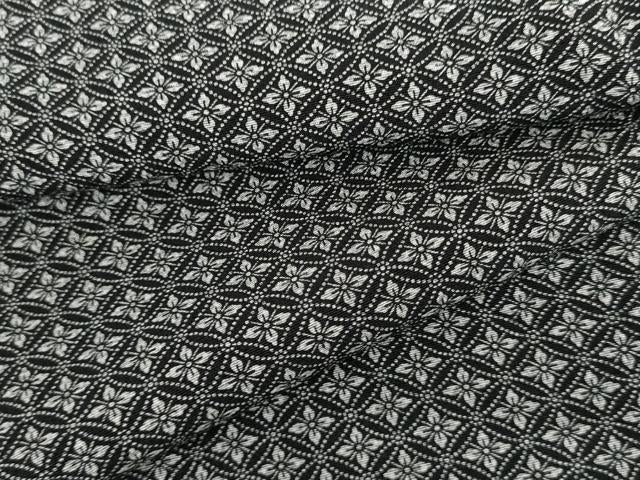 平和屋着物▽江戸小紋 単衣 花菱文 黒地 まるやま扱い 正絹 逸品 AABI6184cs