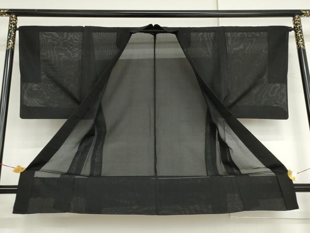 平和屋着物▽男性 長羽織 スリーシーズン 春夏秋 塵除け 黒地 正絹 逸品 AABI6192cs