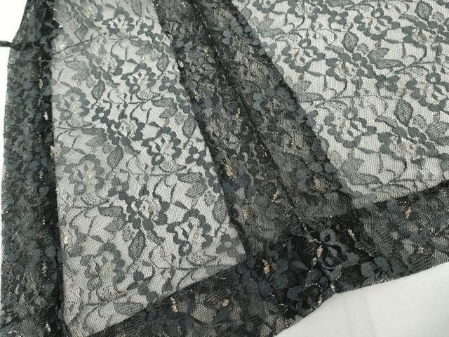 平和屋着物▽羽織 スリーシーズン 春夏秋 塵除け 総レース 草花文 黒地 金糸 AABI6193cs