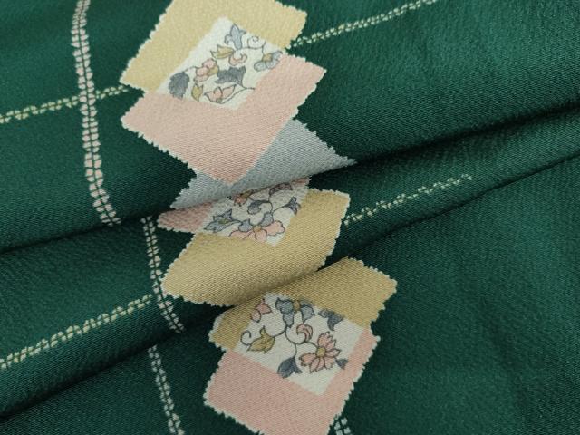 平和屋着物▽上質な小紋 単衣 色紙重ね花唐草文 正絹 逸品 未使用 AABI6195cs