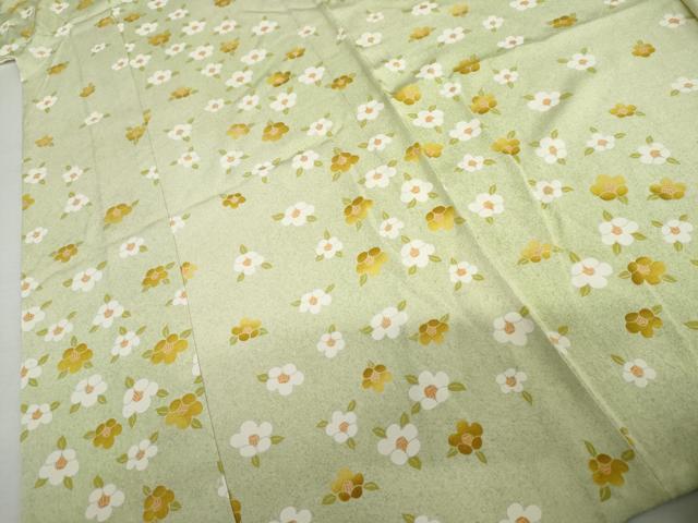 平和屋着物▽上質な小紋 単衣 草花文 椿 暈し染め 正絹 逸品 AABI6198cs