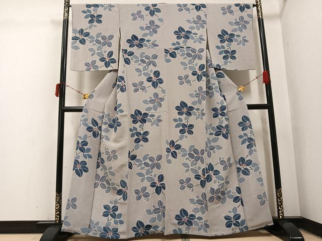平和屋着物●上質な小紋 枝花文 正絹 逸品 AABI6202ph