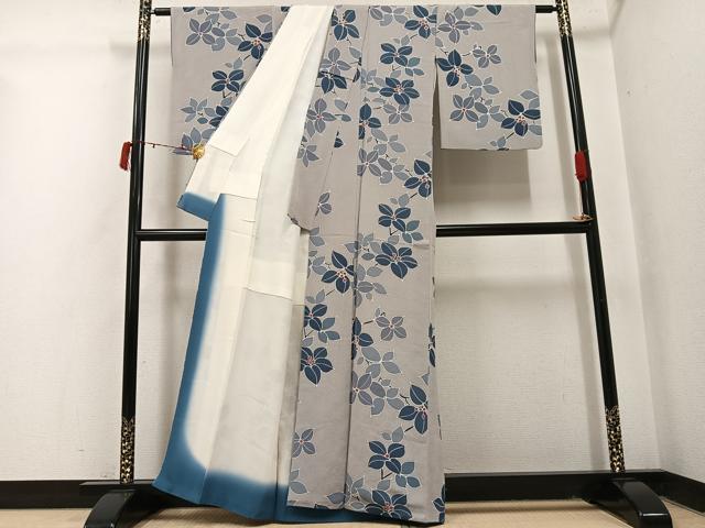 平和屋着物●上質な小紋 枝花文 正絹 逸品 AABI6202ph
