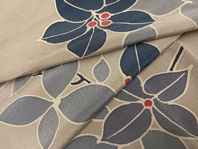 平和屋着物●上質な小紋 枝花文 正絹 逸品 AABI6202ph