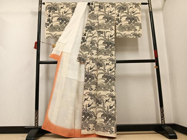平和屋着物●訪問着 紬地 飛鳥桐文 正絹 逸品 AABI6205ph