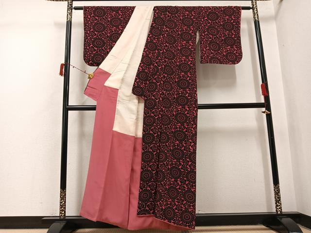 平和屋着物●上質な小紋 型染め 菊唐草文 正絹 逸品 AABI6206ph