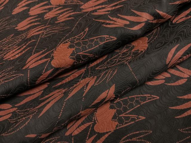 平和屋着物●上質な小紋 草木文 黒地 正絹 逸品 AABI6208ph