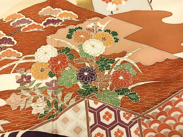 平和屋着物●訪問着 友禅 吉祥草花文 金彩 正絹 逸品 AABI6209ph