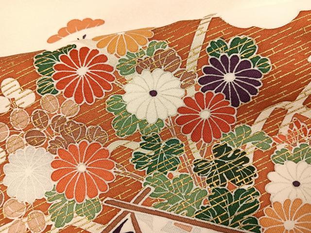 平和屋着物●訪問着 友禅 吉祥草花文 金彩 正絹 逸品 AABI6209ph