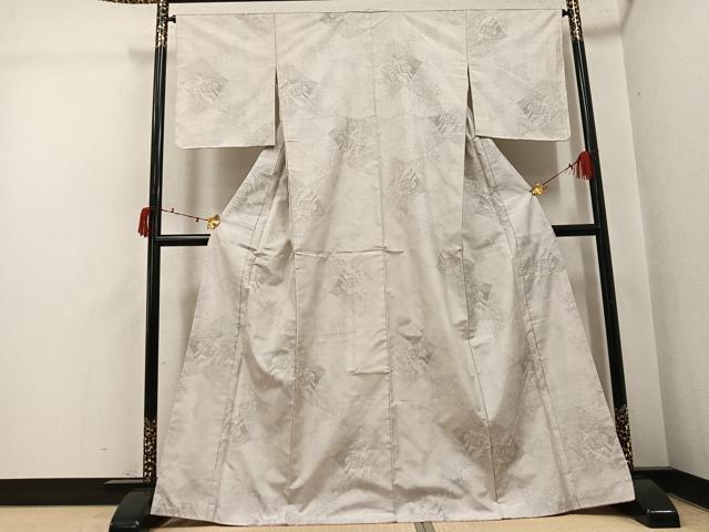 平和屋着物●本場大島紬 白大島 カタス7マルキ 草花文 正絹 逸品 未使用 AABI6211ph