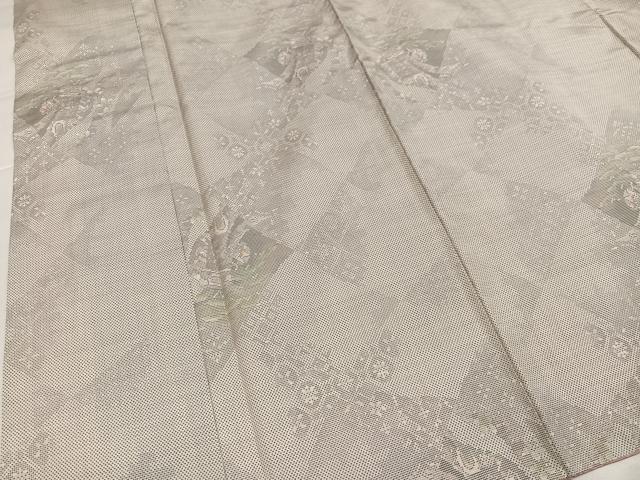 平和屋着物●本場大島紬 白大島 カタス7マルキ 草花文 正絹 逸品 未使用 AABI6211ph