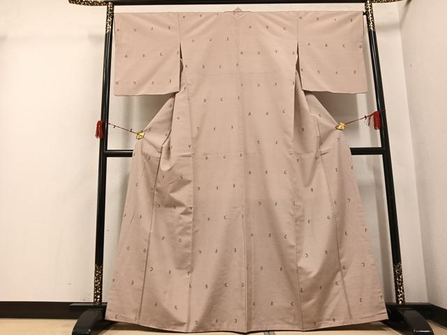 平和屋着物●上質な紬 アルファベット 正絹 逸品 AABI6212ph