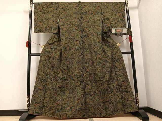 平和屋着物●本場大島紬 一元絣 草木文 証紙付き 正絹 逸品 AABI6215ph