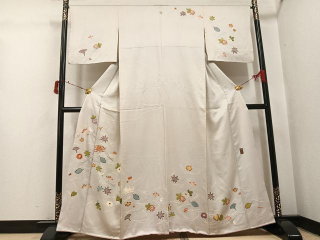 平和屋着物●訪問着 友禅 作家物 雄策 刺繍 吹き寄せ文 正絹 逸品 AABI6217ph
