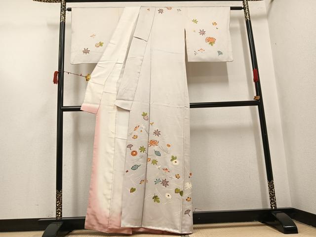 平和屋着物●訪問着 友禅 作家物 雄策 刺繍 吹き寄せ文 正絹 逸品 AABI6217ph