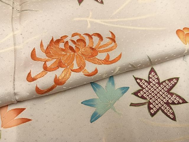 平和屋着物●訪問着 友禅 作家物 雄策 刺繍 吹き寄せ文 正絹 逸品 AABI6217ph