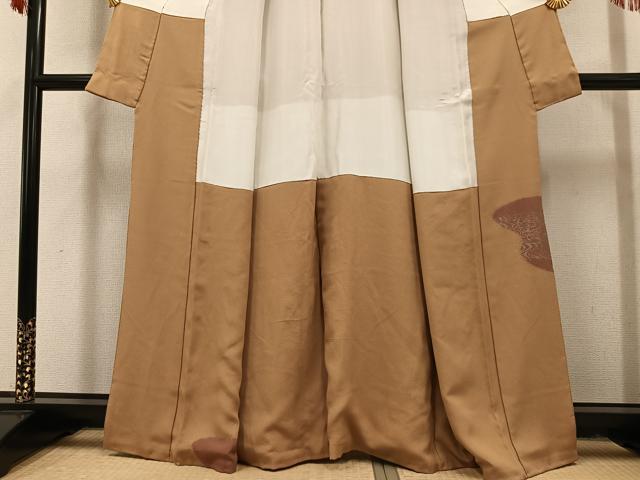 平和屋着物●訪問着 佐賀錦 作家物 百合子 駒刺繍 流水群鳥文 金彩 正絹 逸品 AABI6219ph