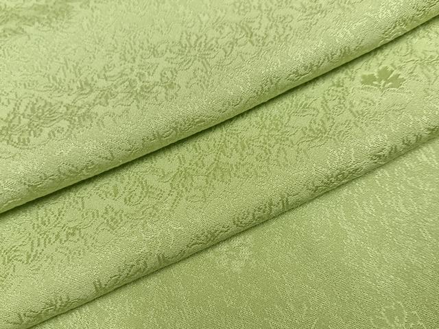 平和屋着物●上質な色無地 唐草地紋 若菜色 正絹 逸品 AABI6220ph