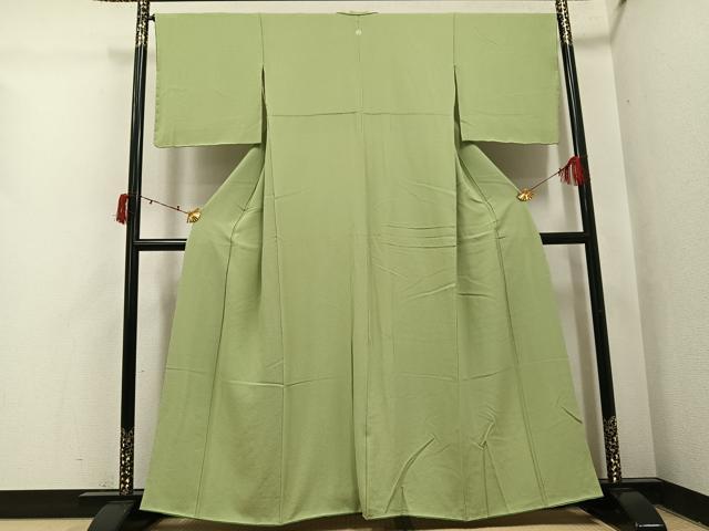 平和屋着物●上質な色無地 柳茶色 正絹 逸品 AABI6222ph
