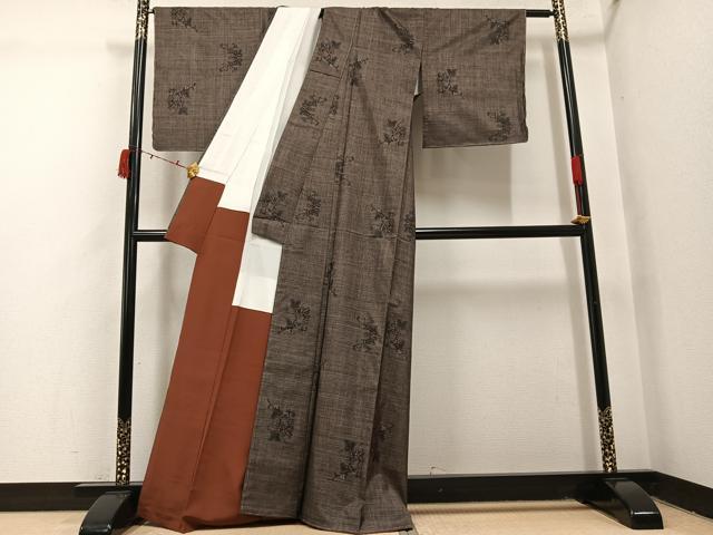 平和屋着物●本場大島紬 カタス9マルキ 枝花文 正絹 逸品 未使用 AABI6225ph