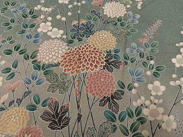 平和屋着物●訪問着 鴛鴦枝花文 暈し染め 金彩 仮絵羽 正絹 逸品 未使用 AABI6230ph